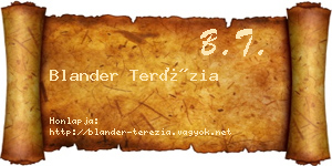 Blander Terézia névjegykártya
